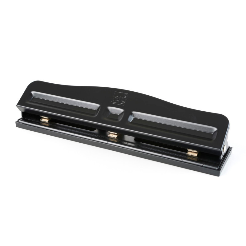 ADVANTUS Charles Leonard 3-Hole Paper Punch, Adjustable Holes, 12 Sheet Capacity, Black