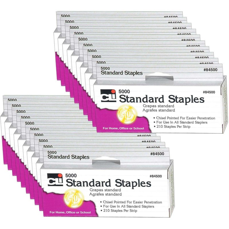 ADVANTUS Charles Leonard Standard Staples, 5000 Per Pack, 20 Packs