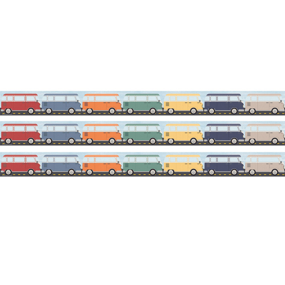 TEACHER CREATED RESOURCES Teacher Created Resources® Moving Mountains Road Trip Camper Vans Straight Border Trim, 35 Feet Per Pack, 3 Packs