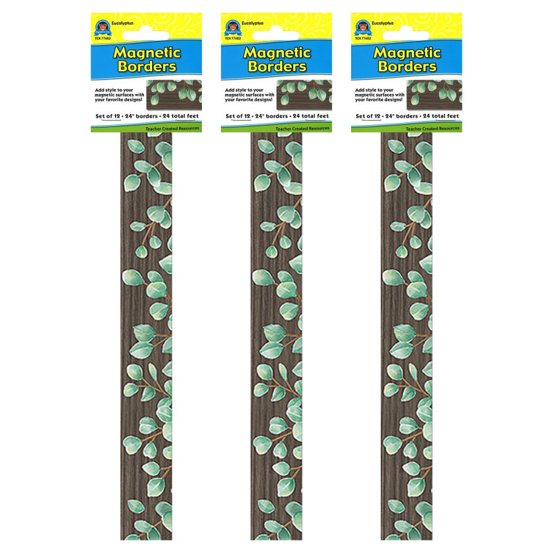 TEACHER CREATED RESOURCES Teacher Created Resources® Eucalyptus Magnetic Border, 24 Feet Per Pack, 3 Packs