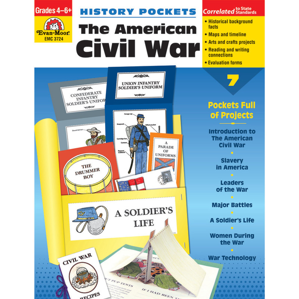 EVAN-MOOR Evan-Moor Educational Publishers History Pockets: The American Civil War Book, Teacher Resource, Grades 4-6