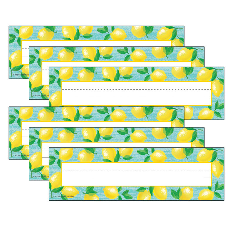 TEACHER CREATED RESOURCES Teacher Created Resources® Lemon Zest Flat Name Plates, 11.5" x 3.5", 36 Per Pack, 6 Packs