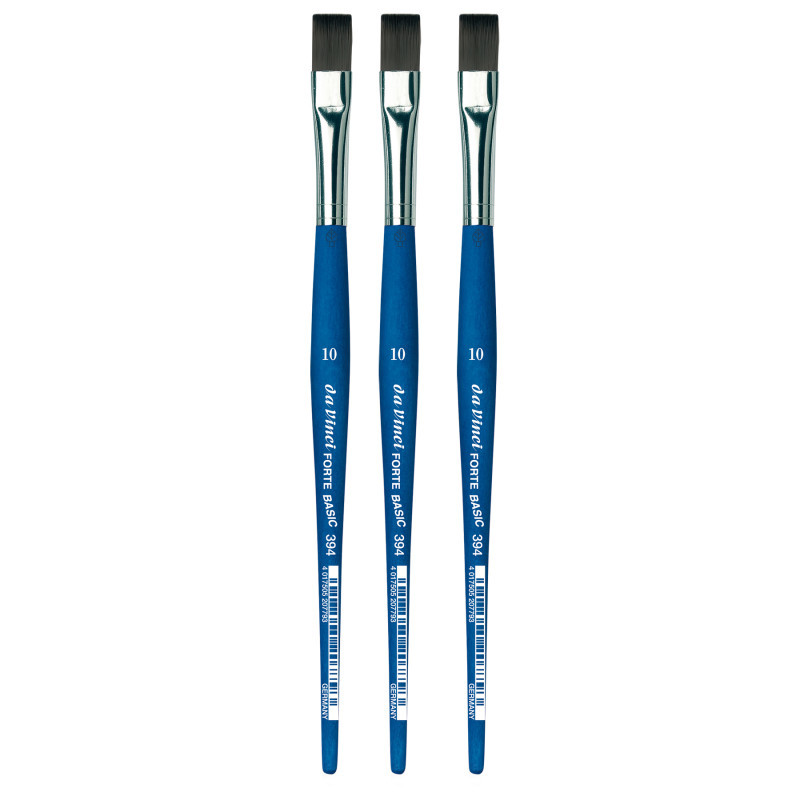 GREGORY DANIELS FINE ARTS INC da Vinci FORTE BASIC Student Brush, Synthetic, Acrylic, Flat, Series 394, Size 10, Pack of 3