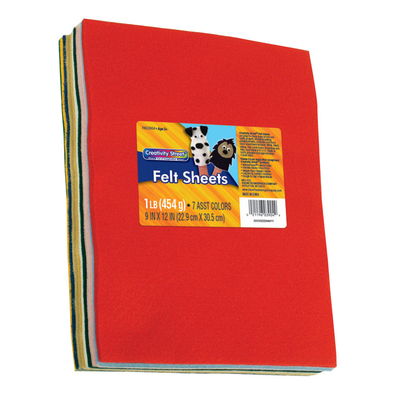 DIXON TICONDEROGA CO Creativity Street® Felt Sheets, 7 Assorted Colors, 9" x 12", 1 lb.
