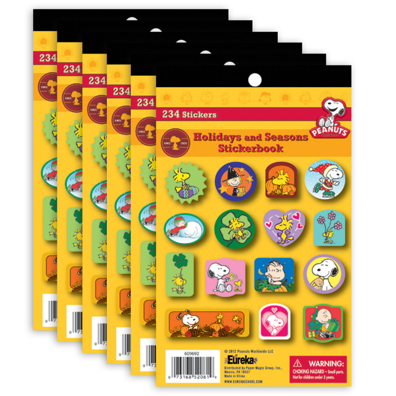 EUREKA Eureka® Peanuts® Seasons and Holidays Sticker Book, Pack of 6