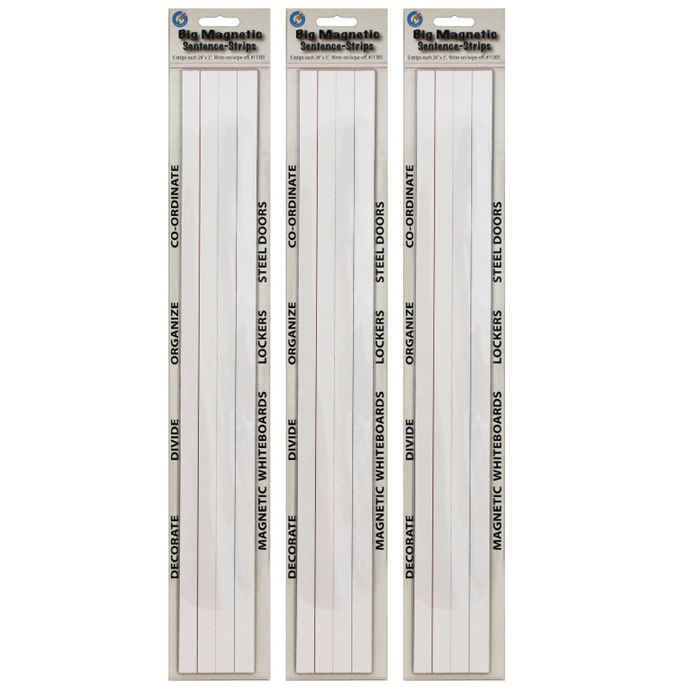 ASHLEY PRODUCTIONS Ashley Productions® Big Magnetic Sentence Strips, 3" x 24", 5 Per Pack, 3 Packs