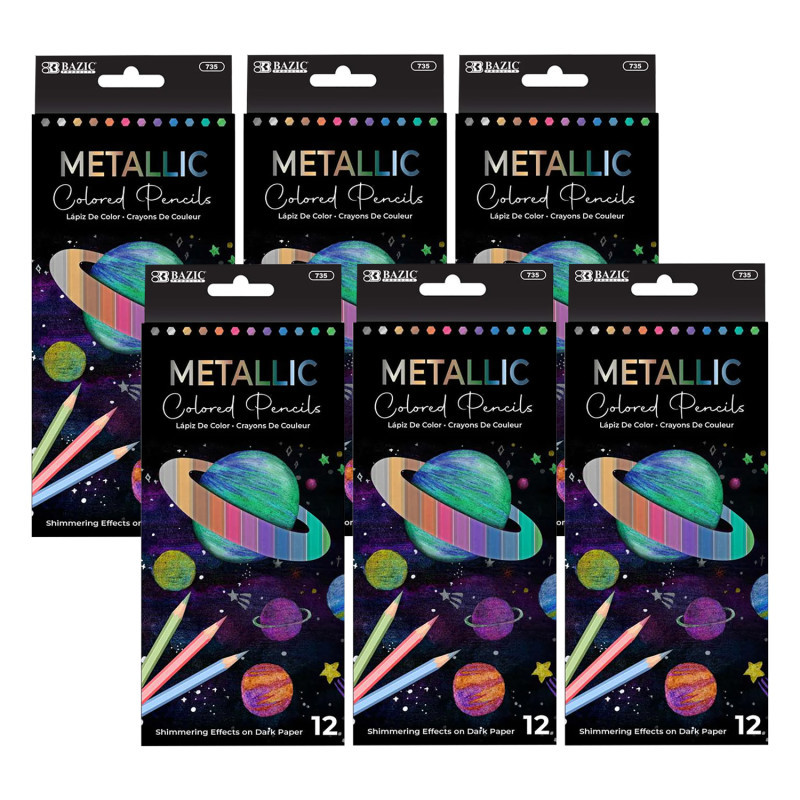 BAZIC PRODUCTS BAZIC Products® Metallic Colored Pencils, 12 Per Pack, 6 Packs