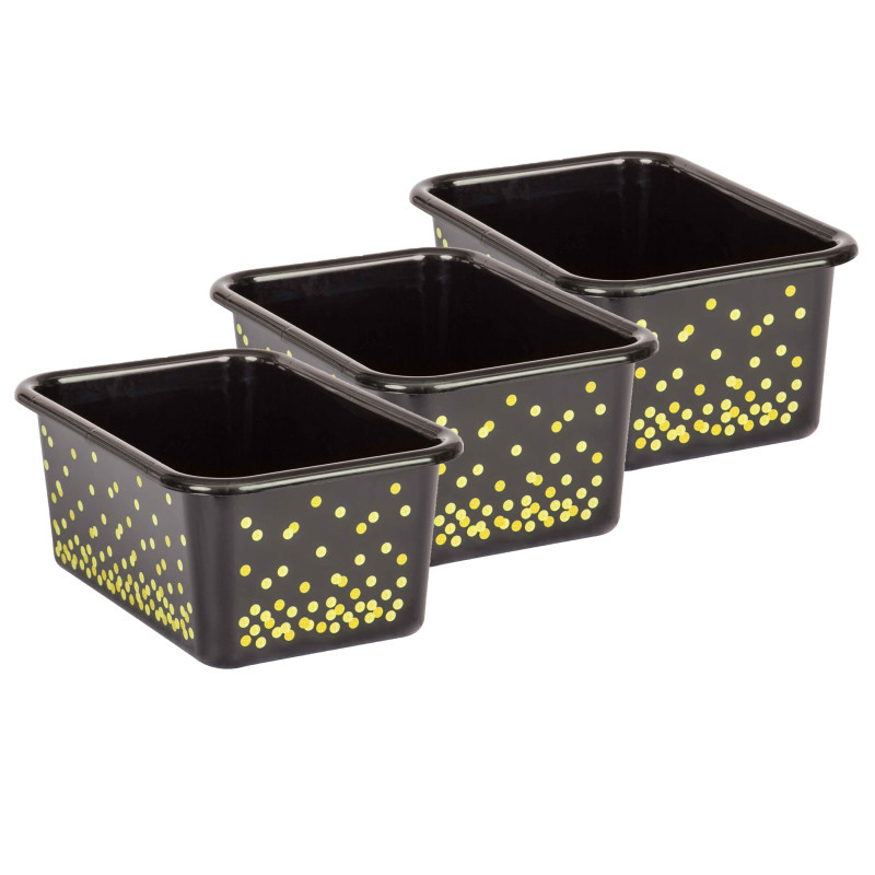 TEACHER CREATED RESOURCES Teacher Created Resources® Black Confetti Small Plastic Storage Bin, Pack of 3