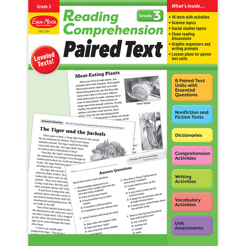 CARSON DELLOSA EDUCATION Evan-Moor Educational Publishers Reading Comprehension: Paired Text, Grade 3