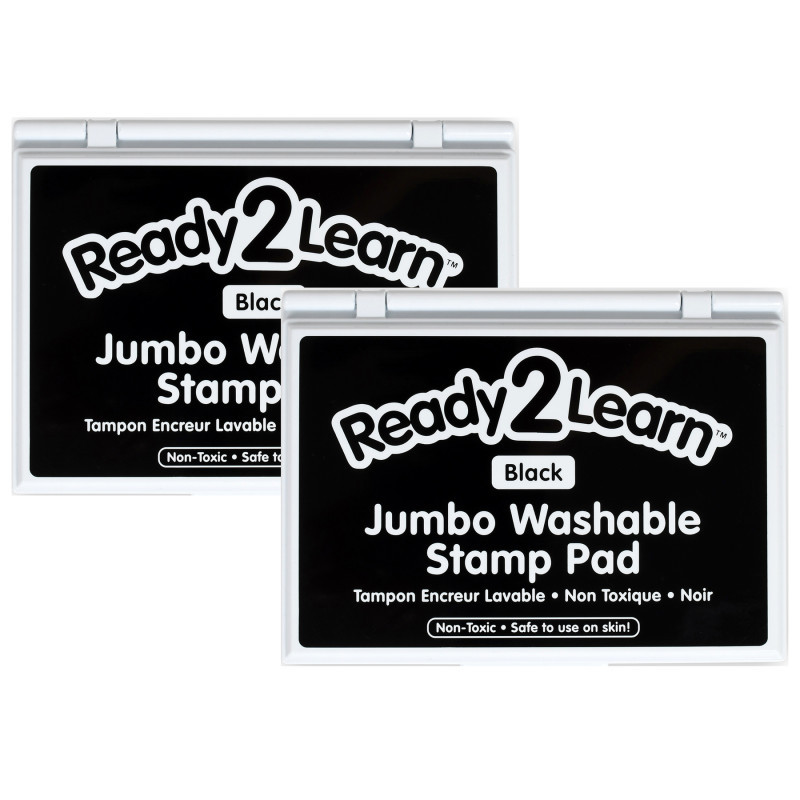 LEARNING ADVANTAGE READY 2 LEARN™ Jumbo Washable Stamp Pad - Black - 6.2"L x 4.1"W - Pack of 2