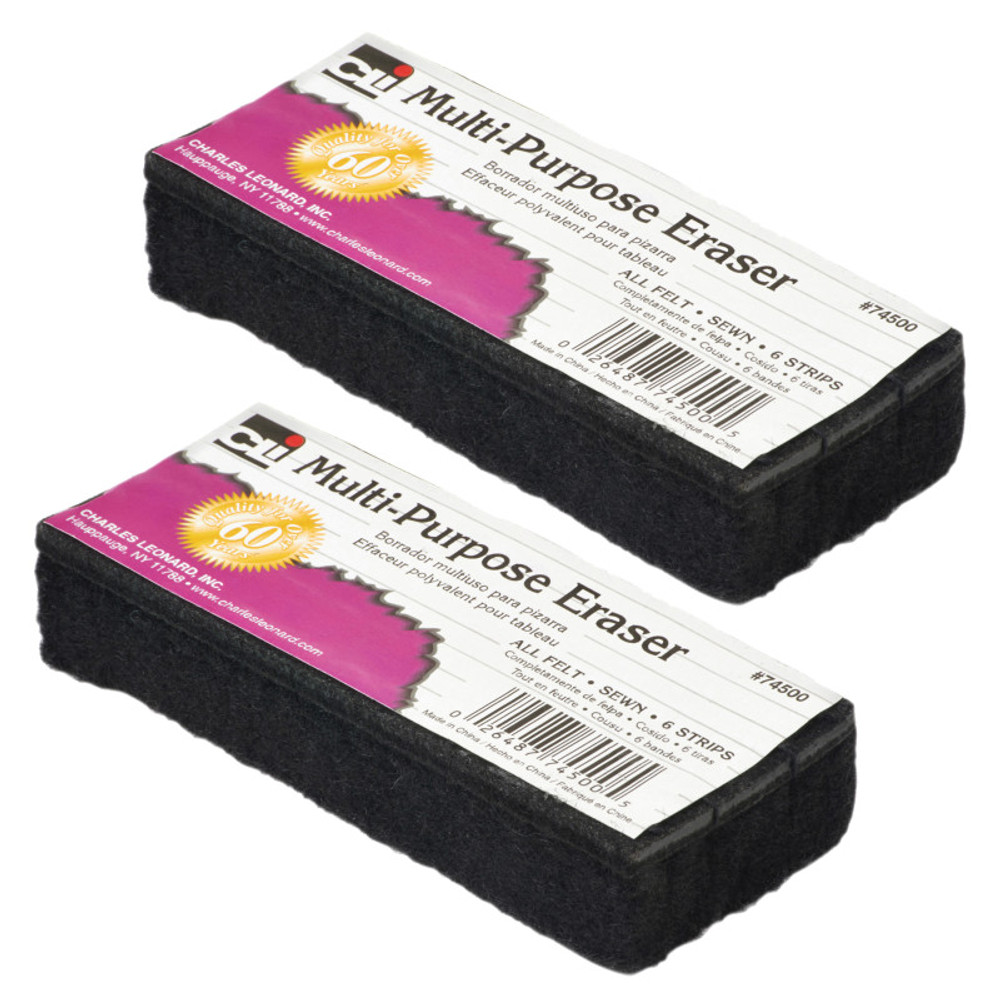 ADVANTUS Charles Leonard Multi-Purpose Eraser, 5" Length, 12 Per Pack, 2 Packs