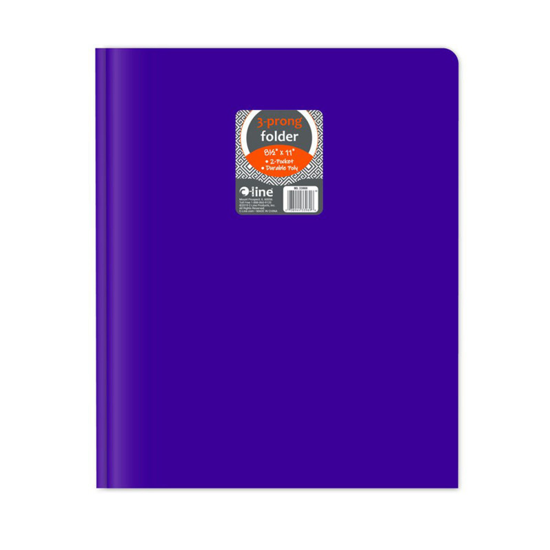 C-LINE PRODUCTS INC C-Line® Two-Pocket Heavyweight Poly Portfolio Folder with Prongs, Purple, 1 Each