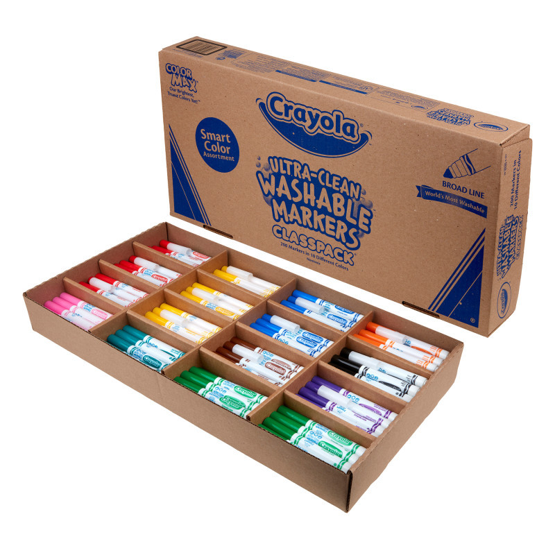 CRAYOLA LLC Crayola® Ultra-Clean Washable Broad Line Markers, 200 Count
