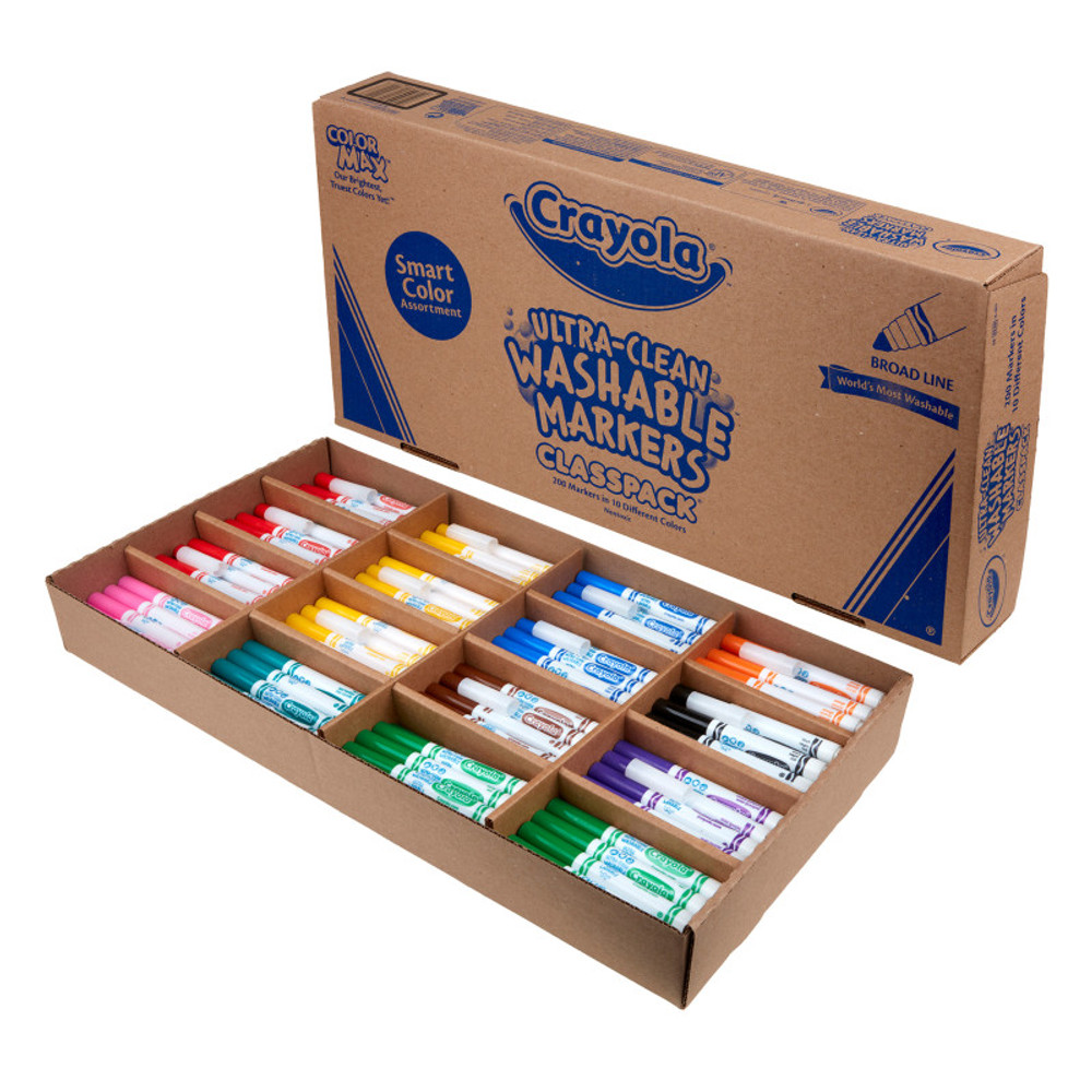 CRAYOLA LLC Crayola® Ultra-Clean Washable Broad Line Markers, 200 Count CRAYOLA LLC Crayola® Ultra-Clean Washable Broad Line Markers, 200 Count