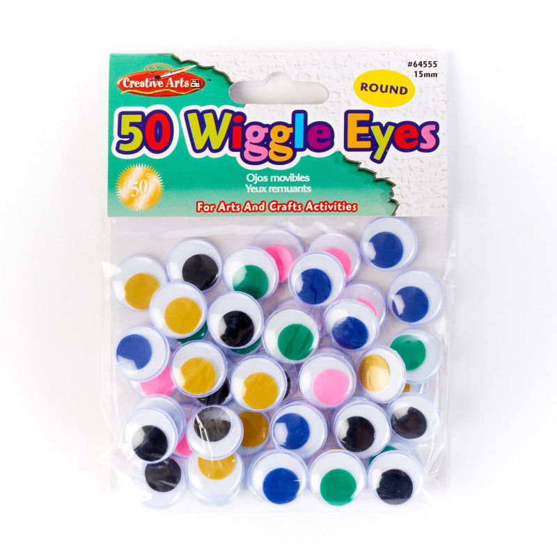 ADVANTUS Charles Leonard Wiggle Eyes, Round, 15mm, Assorted, Pack of 50