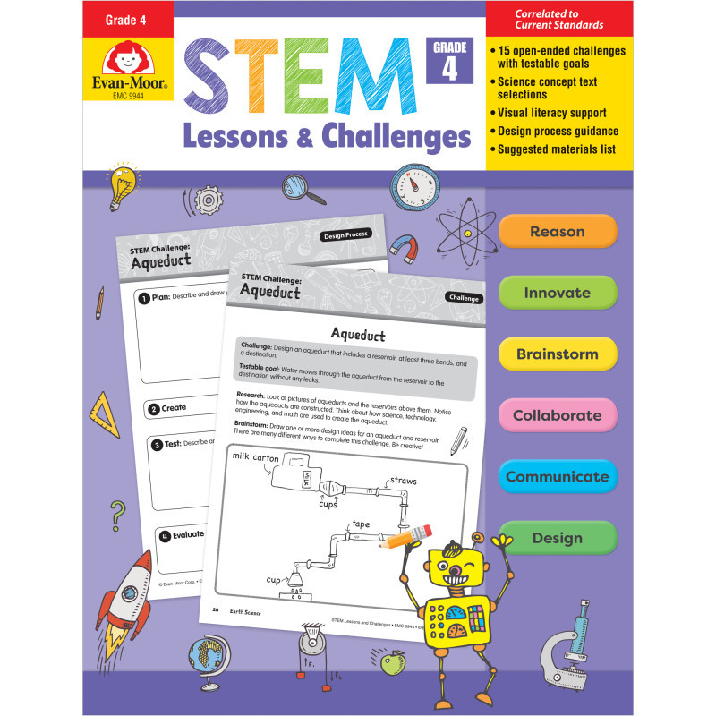 CARSON DELLOSA EDUCATION Evan-Moor Educational Publishers STEM Lessons & Challenges, Grade 4