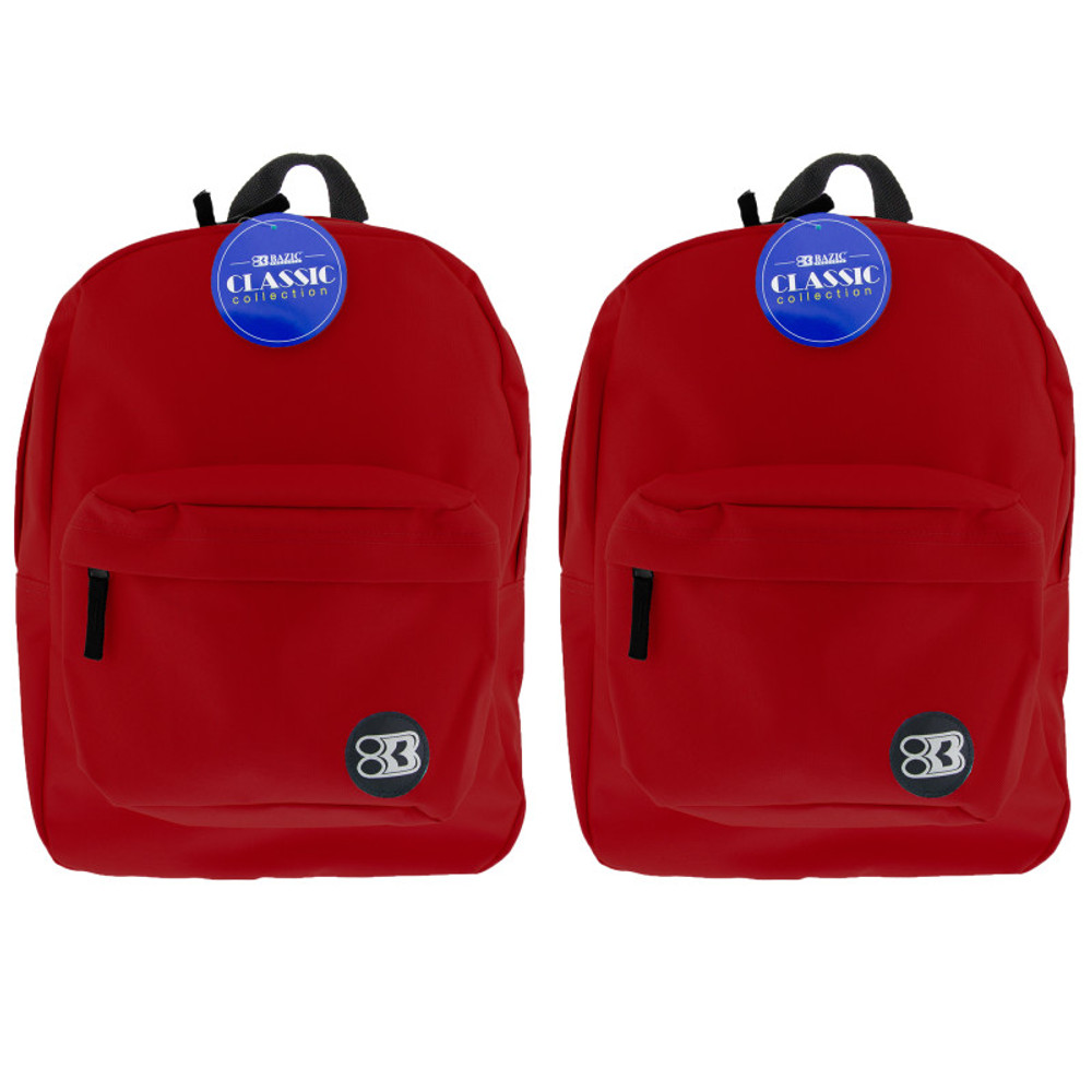 BAZIC PRODUCTS BAZIC Products® Classic Backpack 17" Burgundy, Pack of 2