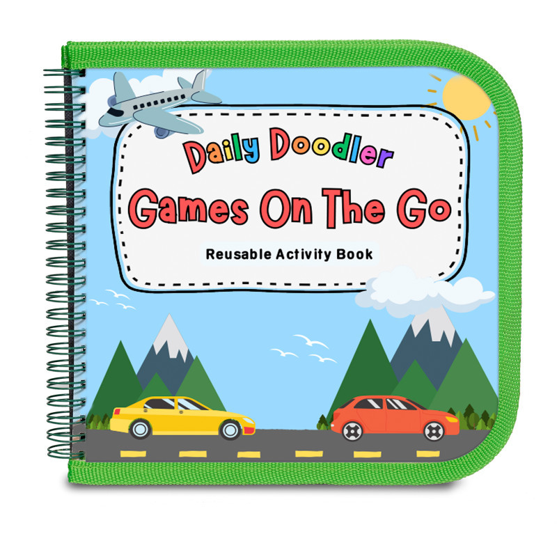 THE PENCIL GRIP The Pencil Grip™ Daily Doodler Reusable Activity Book- Games On The Go, Includes 4 Wonder Stix