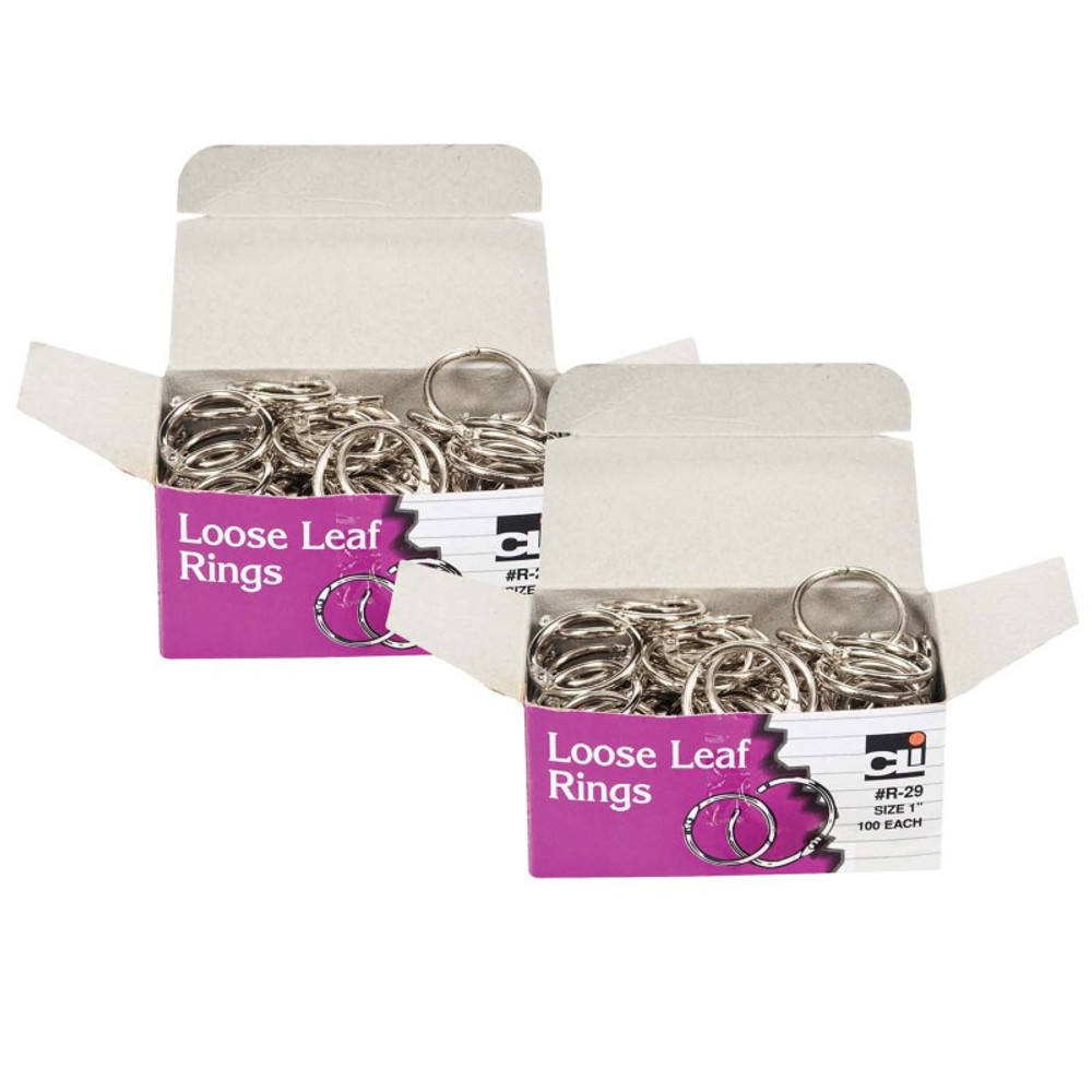ADVANTUS Charles Leonard Loose Leaf Book Rings, 1" Diameter, 100 Per Box, 2 Boxes