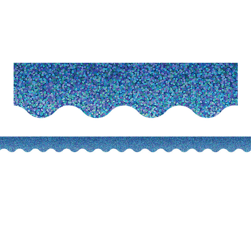 TEACHER CREATED RESOURCES Teacher Created Resources® Blue Sparkle Scalloped Border Trim, 35 Feet