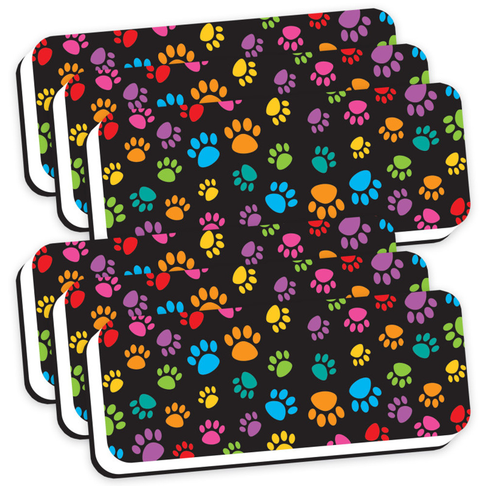 ASHLEY PRODUCTIONS Ashley Productions® Magnetic Whiteboard Eraser, Colorful Assorted Paw Pattern, 2" x 5", Pack of 6 ASHLEY PRODUCTIONS Ashley Productions® Magnetic Whiteboard Eraser, Colorful Assorted Paw Pattern, 2" x 5", Pack of 6