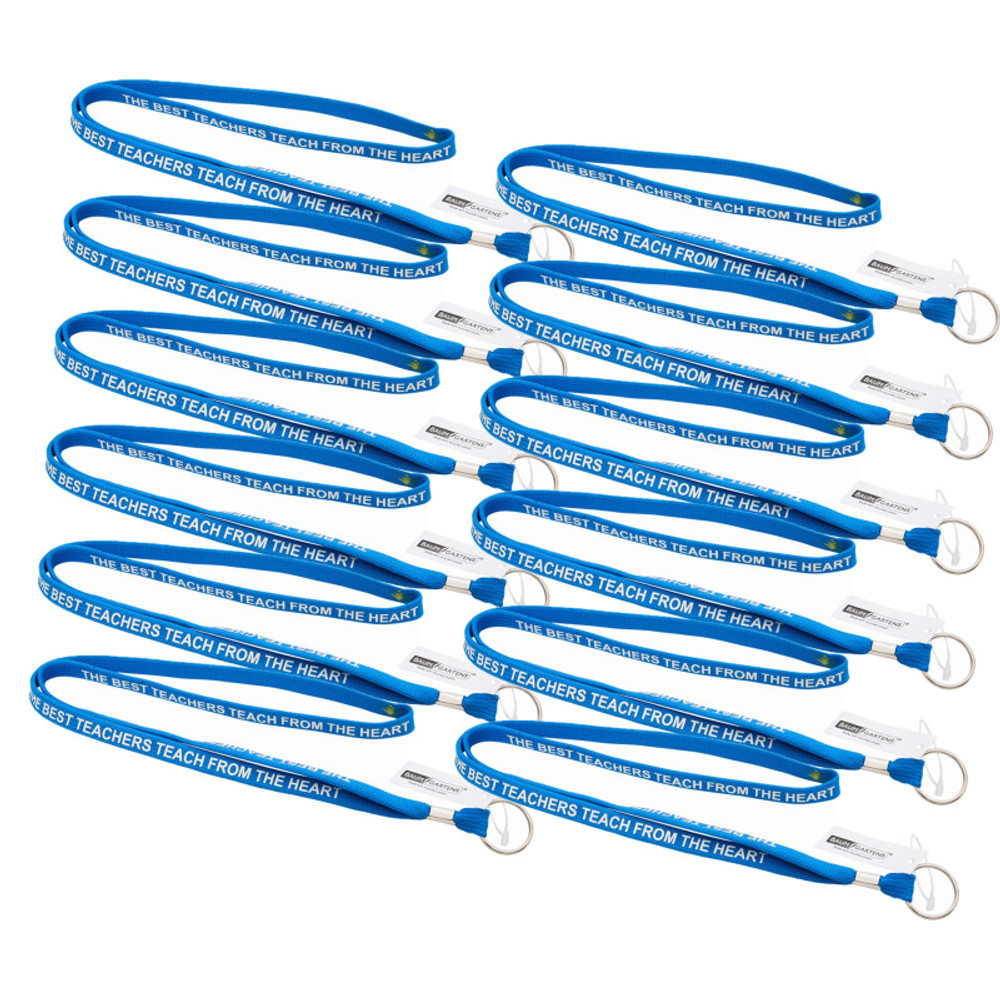 BAUMGARTENS INC SICURIX Teacher Lanyard, Flat Style, Ring, Pack of 12