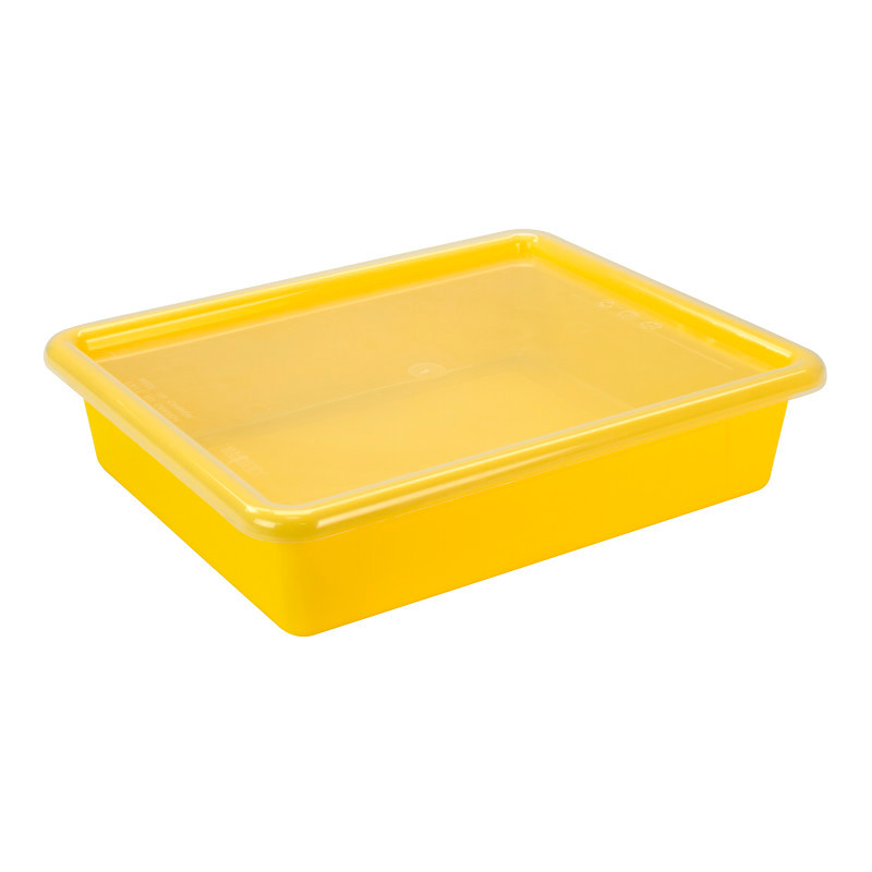 STOREX INDUSTRIES Storex Flat Storage Tray with Lid, Yellow