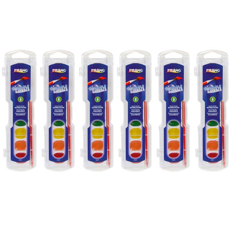 DIXON TICONDEROGA CO Prang® Semi-Moist Washable Watercolor Set, 8 Colors Per Set, 6 Sets
