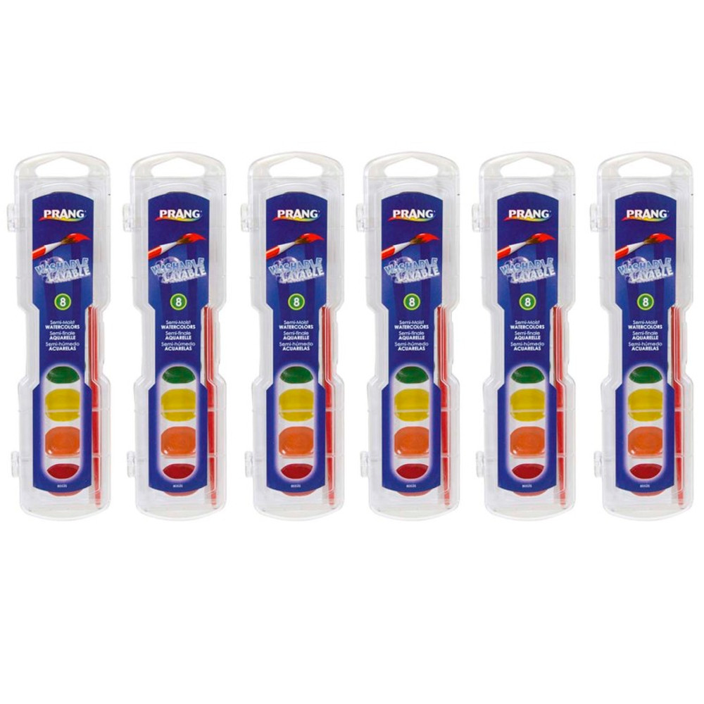 DIXON TICONDEROGA CO Prang® Semi-Moist Washable Watercolor Set, 8 Colors Per Set, 6 Sets