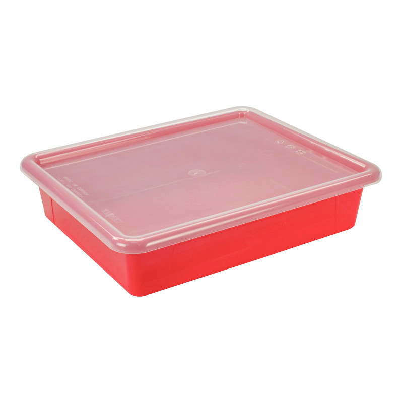 STOREX INDUSTRIES Storex Flat Storage Tray with Lid, Red