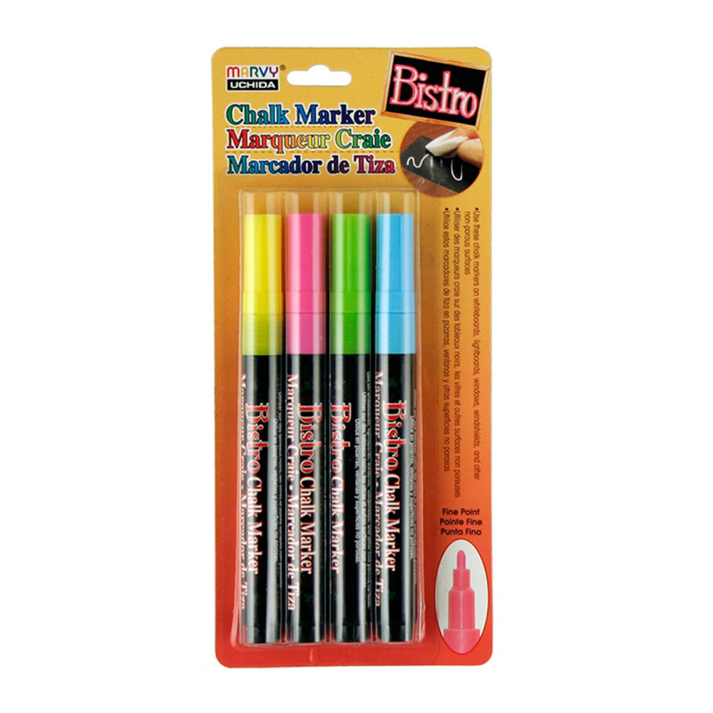 UCHIDA OF AMERICA, CORP Marvy Uchida® Fine Tip Chalk Marker Set - Fluorescent Colors