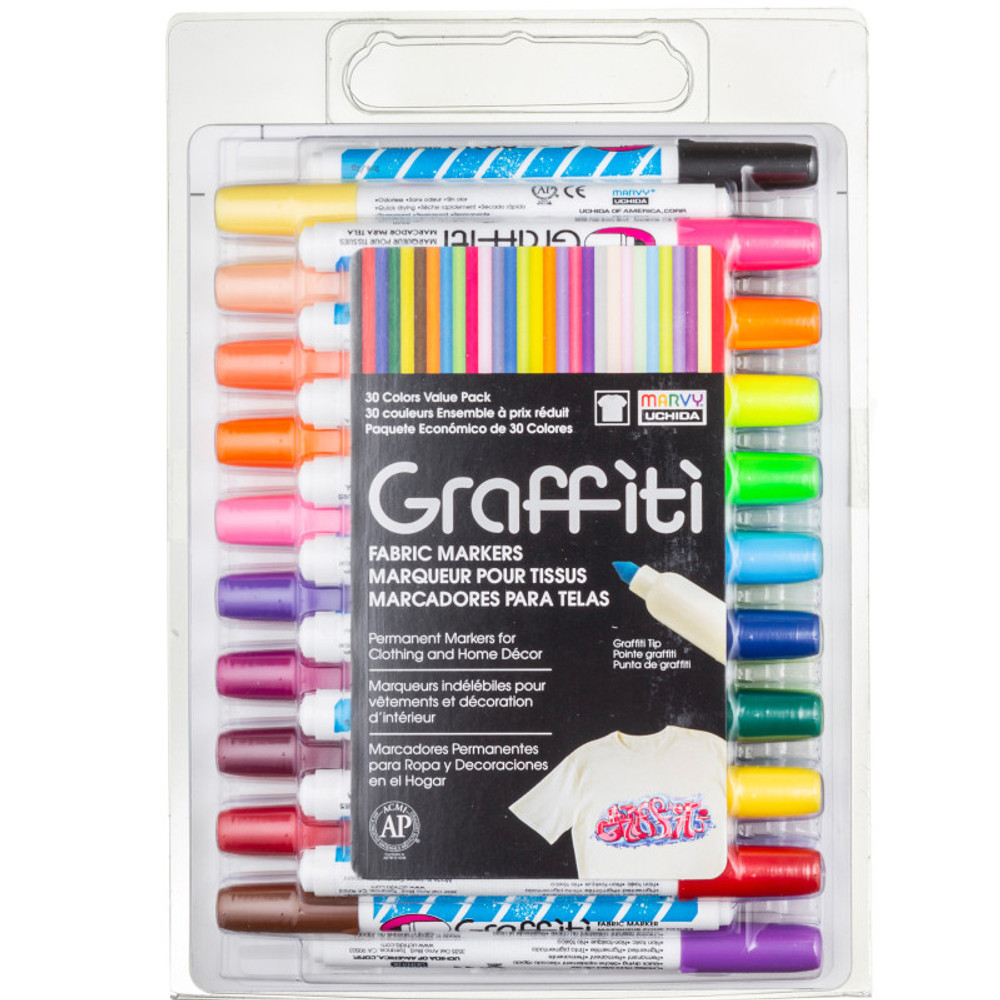 UCHIDA OF AMERICA, CORP Marvy Uchida® Graffiti Fabric Marker Set, 30 Markers