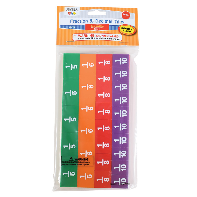 LEARNING ADVANTAGE Learning Advantage® Fraction/Decimal Tiles - Set of 51