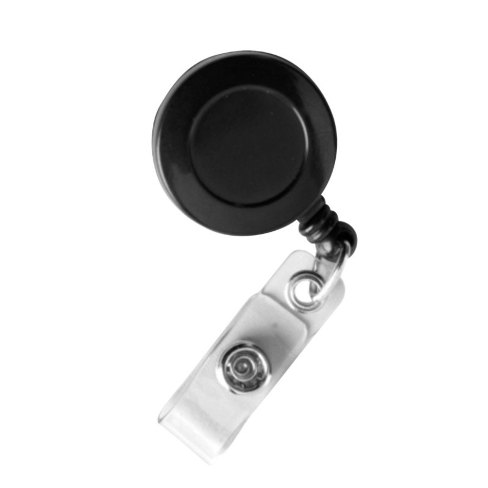 BAUMGARTENS INC SICURIX Standard ID Badge Reels, Round Belt Clip Strap, Black, Pack of 25