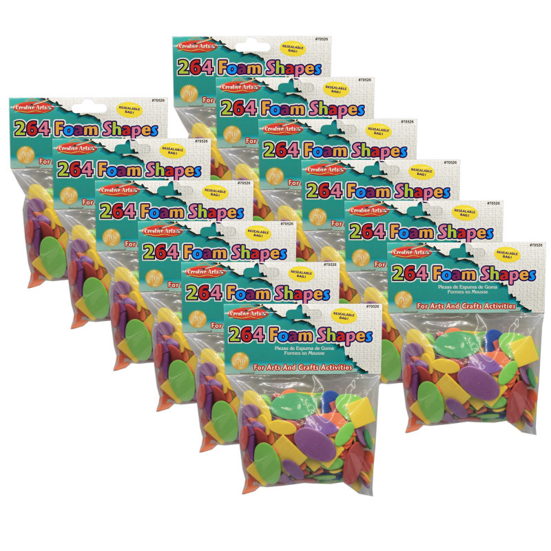 ADVANTUS Charles Leonard Assorted Foam Shapes, 264 Per Pack, 12 Packs