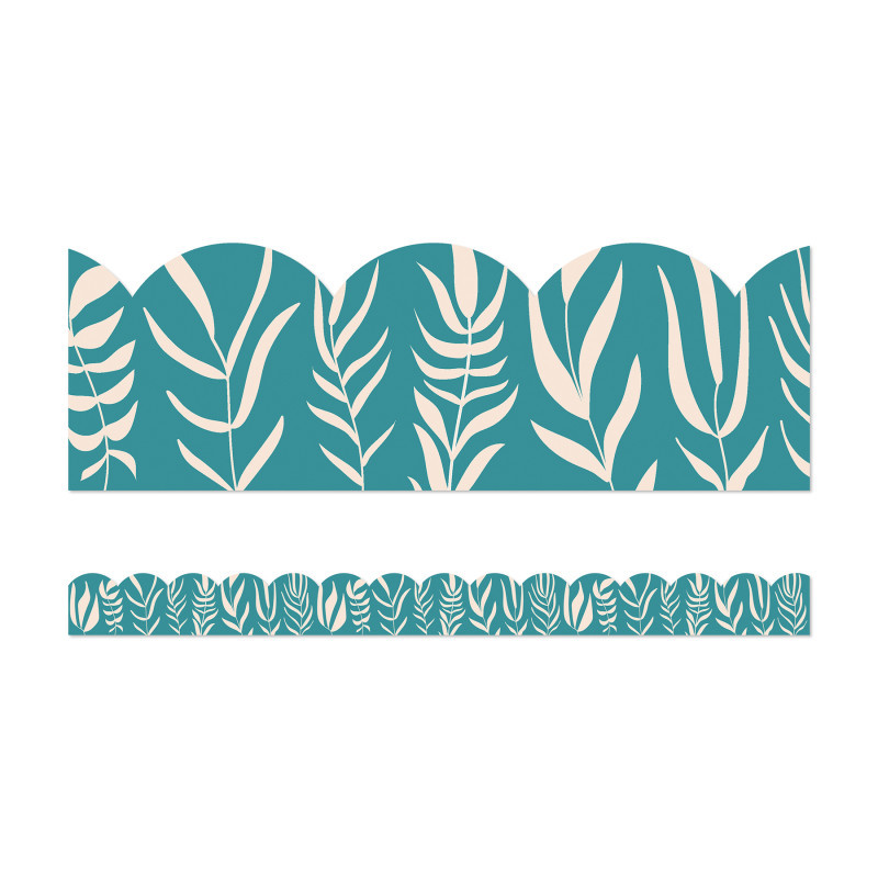 CARSON DELLOSA EDUCATION Carson Dellosa Education True to You Teal with Leaves Scalloped Bulletin Board Borders, 39 Feet