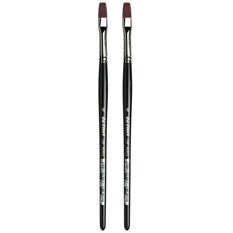 GREGORY DANIELS FINE ARTS INC da Vinci TOP-ACRYL Bright Red-Brown Brush, Synthetic, Acrylic & Oil, Flat, Series 7185K, Size 6, Pack of 2