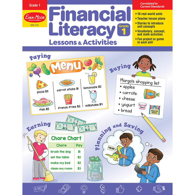 CARSON DELLOSA EDUCATION Evan-Moor Educational Publishers Financial Literacy Lessons & Activities, Grade 1