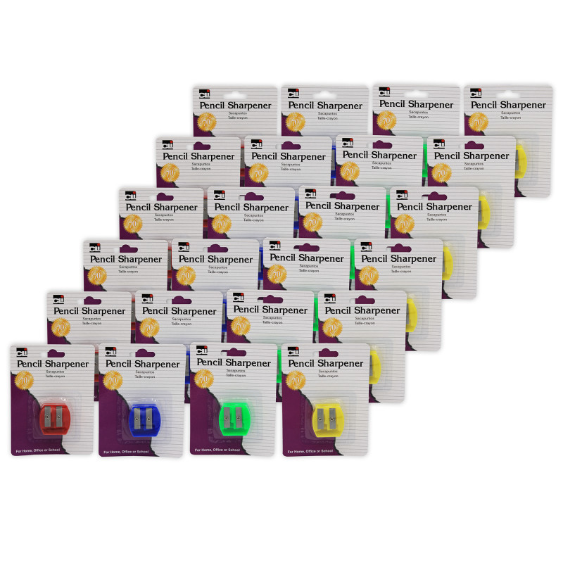 ADVANTUS Charles Leonard Two Hole Pencil/Crayon Sharpener, Pack of 24