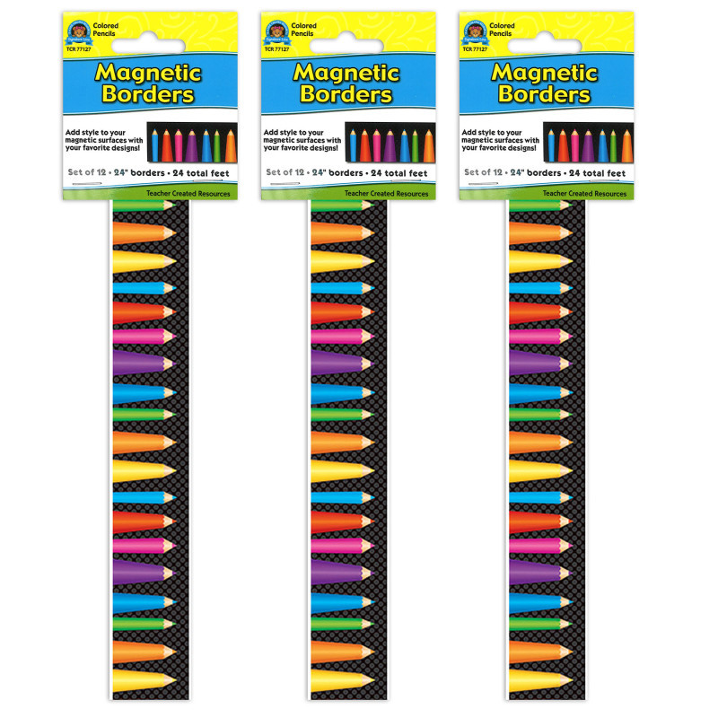 TEACHER CREATED RESOURCES Teacher Created Resources® Magnetic Borders, Colored Pencils, 24 Feet Per Pack, 3 Packs