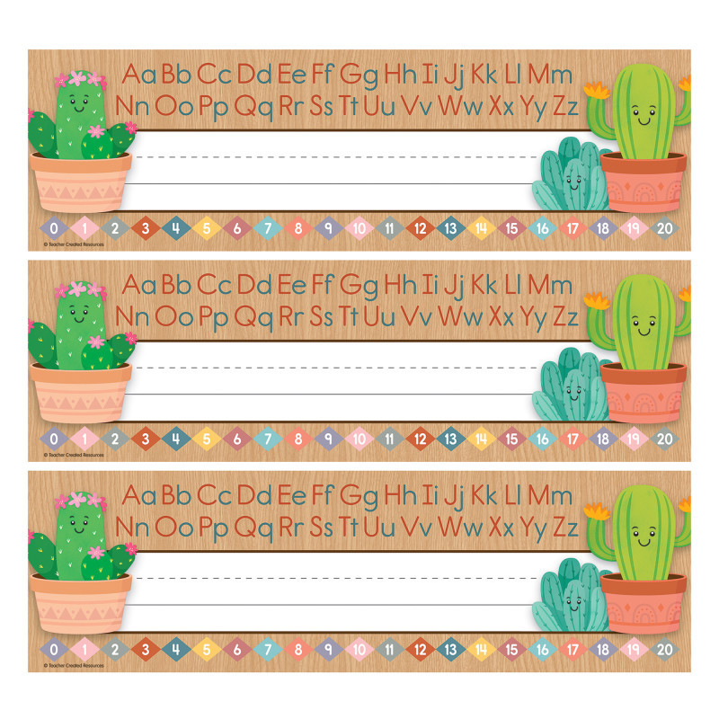TEACHER CREATED RESOURCES Teacher Created Resources® Happy Cactus Crew Flat Name Plates, 36 Per Pack, 3 Packs