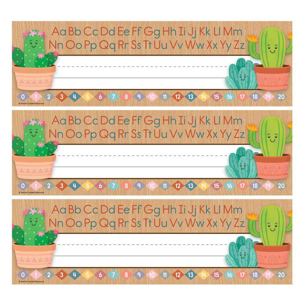 TEACHER CREATED RESOURCES Teacher Created Resources® Happy Cactus Crew Flat Name Plates, 36 Per Pack, 3 Packs