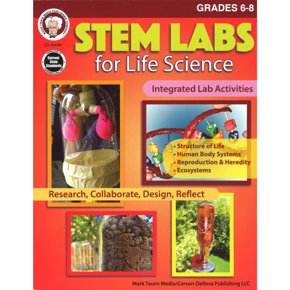 CARSON DELLOSA EDUCATION Mark Twain Media STEM Labs for Life Science Resource Book, Grade 6-8, Paperback