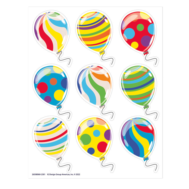 EUREKA Eureka® Celebration Balloons Giant Stickers, 36 Per Pack, 12 Packs