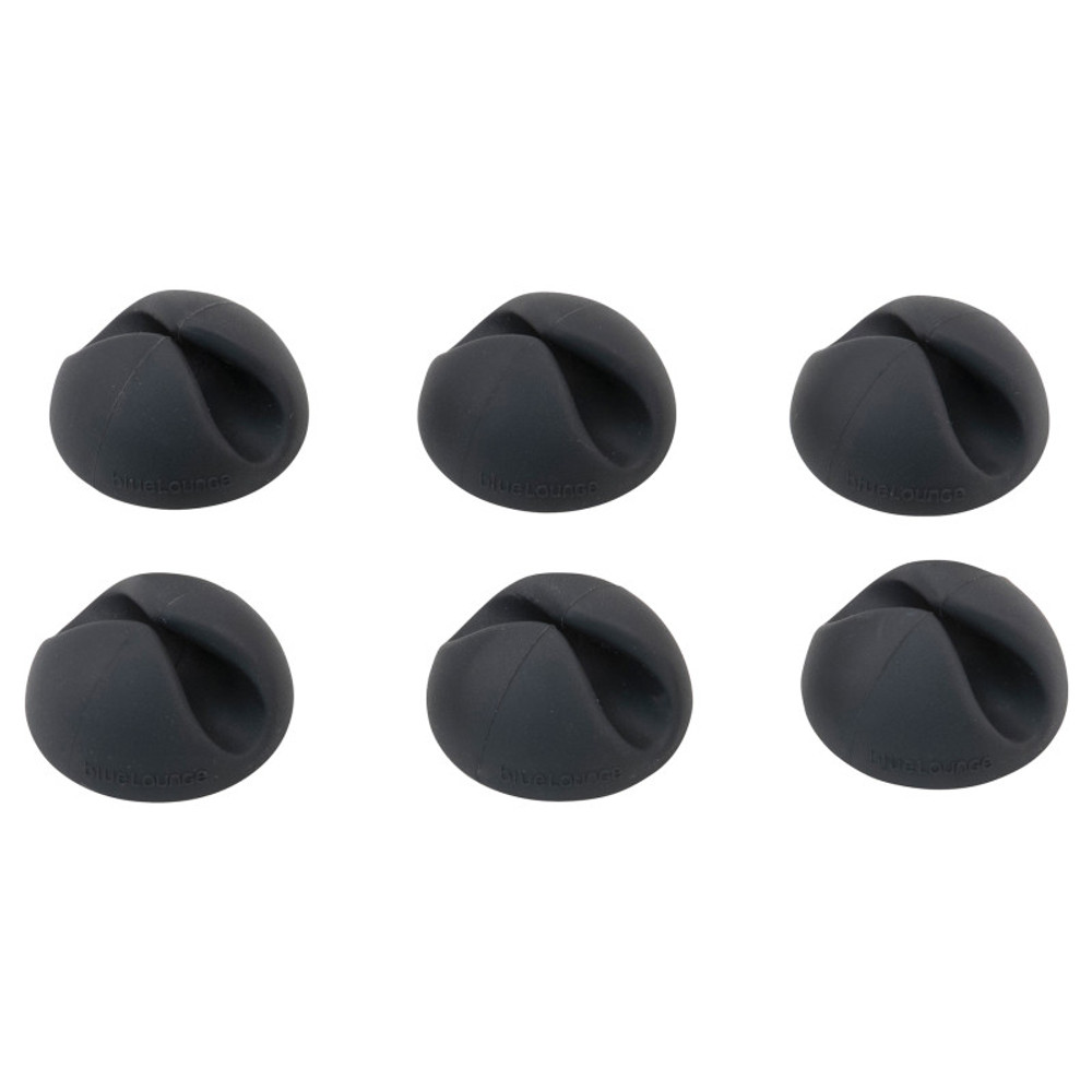 ADVANTUS Bluelounge® Cabledrops Cord Management, Black, Pack of 6