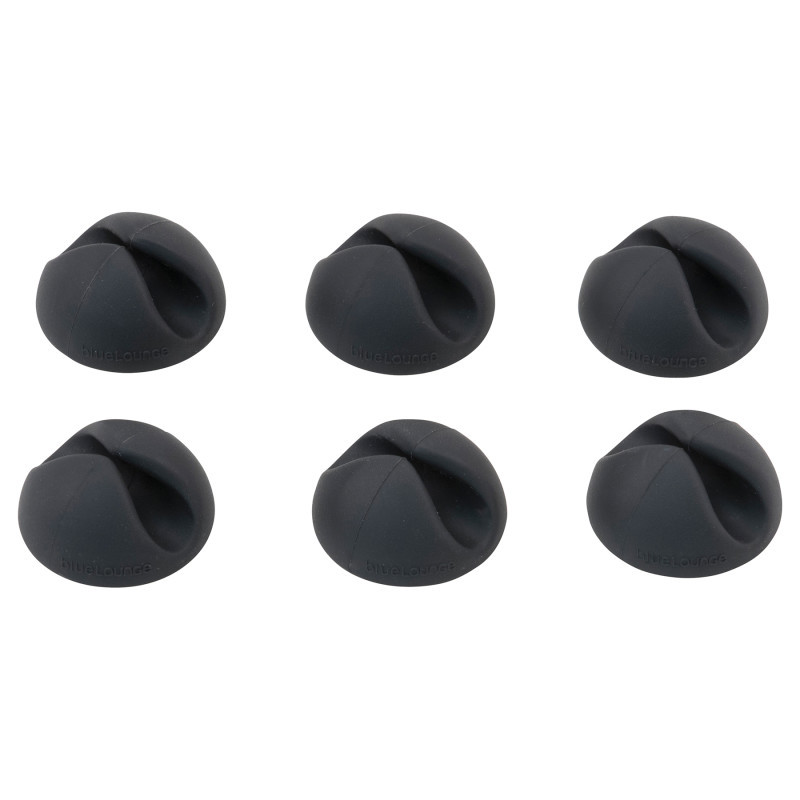 ADVANTUS Bluelounge® Cabledrops Cord Management, Black, Pack of 6