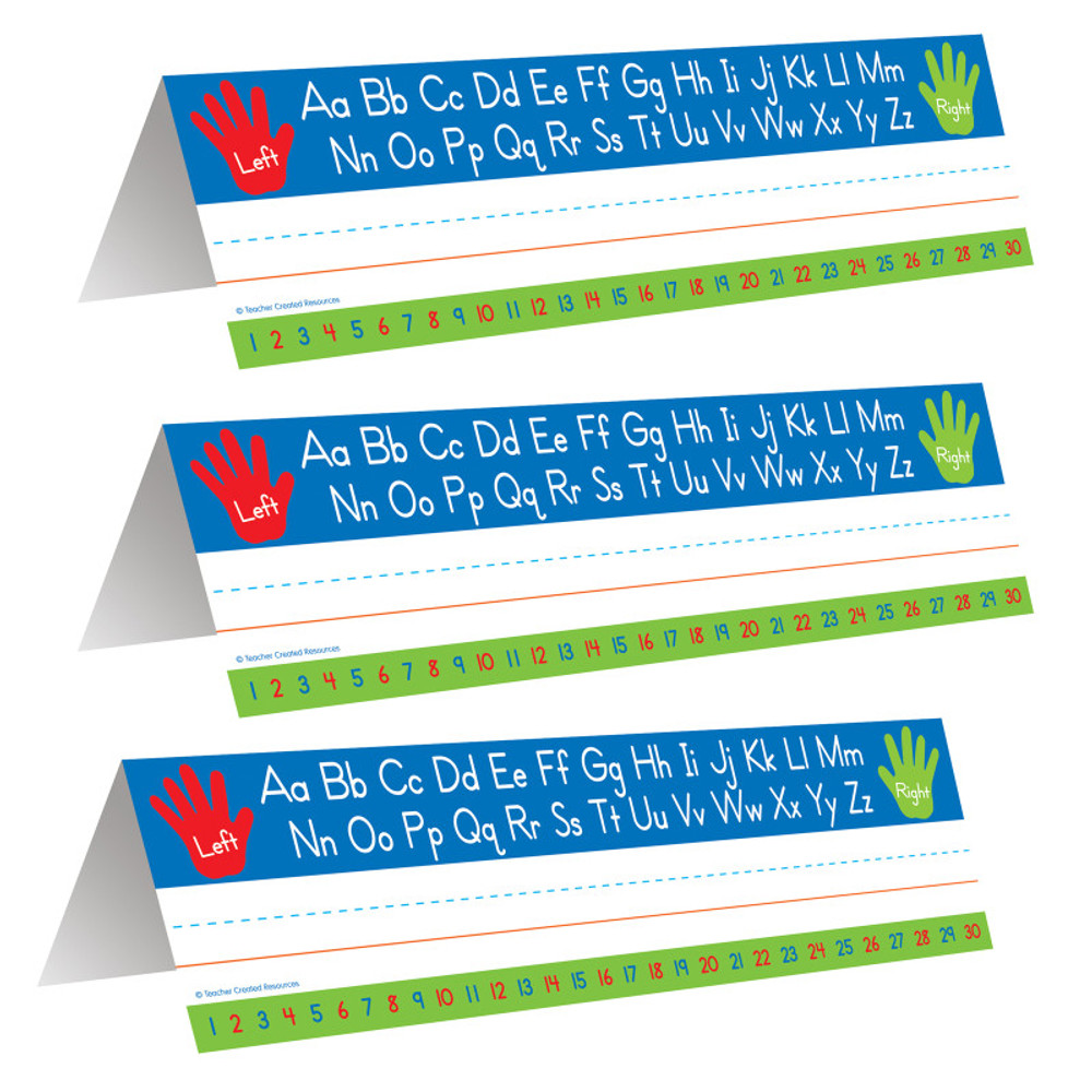 TEACHER CREATED RESOURCES Teacher Created Resources® Left Right Alphabet Tented Name Plate, 36 Per Pack, 3 Packs