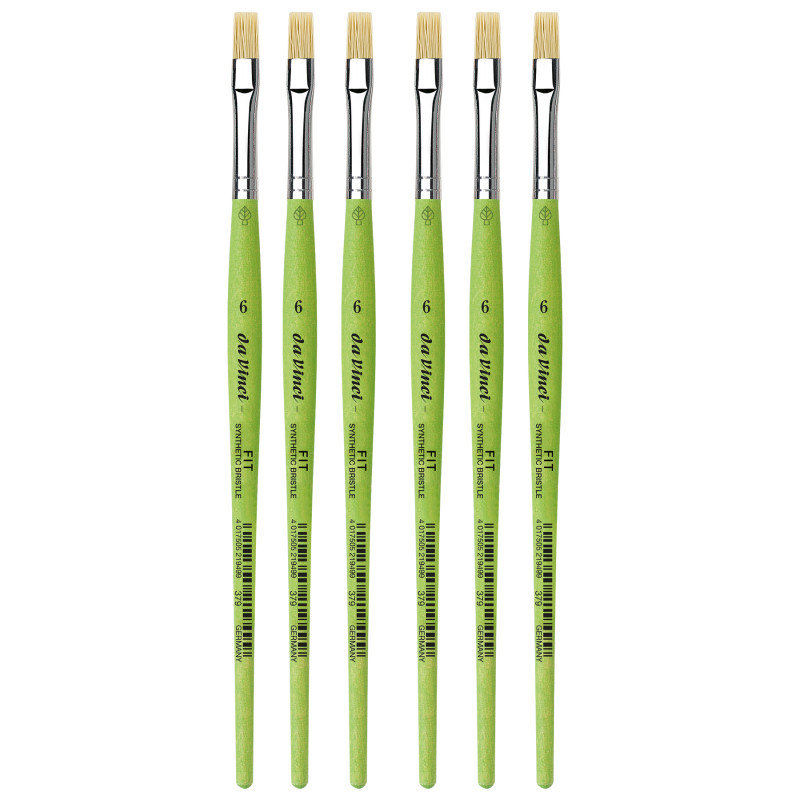 GREGORY DANIELS FINE ARTS INC da Vinci FIT Synthetics Student Brush, Synthetic, Acrylic & Oil, Flat, Series 379, Size 6, Pack of 6