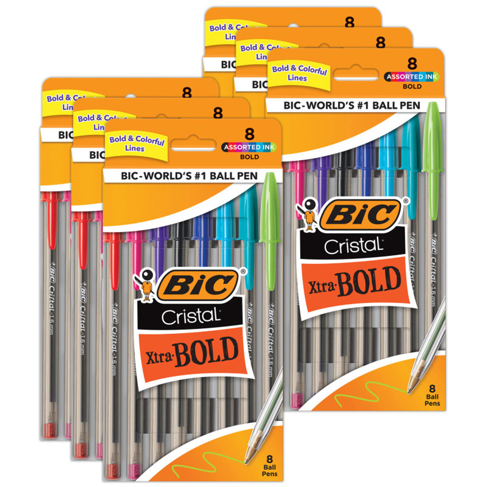 BIC USA INC BIC® Cristal Xtra Bold Fashion Bold Point (1.6mm) 8 Per Pack, 6 Packs