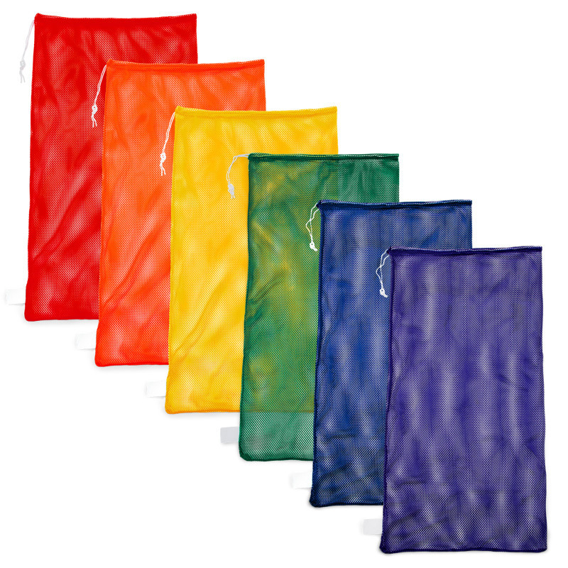 CHAMPION SPORTS Champion Sports Mesh Equipment Bag, 24" x 48", Assorted Colors, Pack of 6